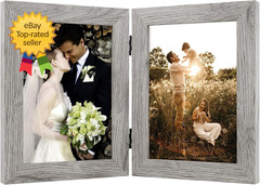 5X7 Double Picture Frame Vertical Hinged Photo Frame 2 5X7 Light Gray 1-Pack…
