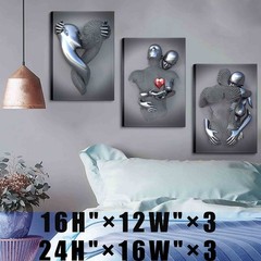 Framed Wall Art for Bedroom 3D Metal Effect Love Heart Couple Wall Art Decor …