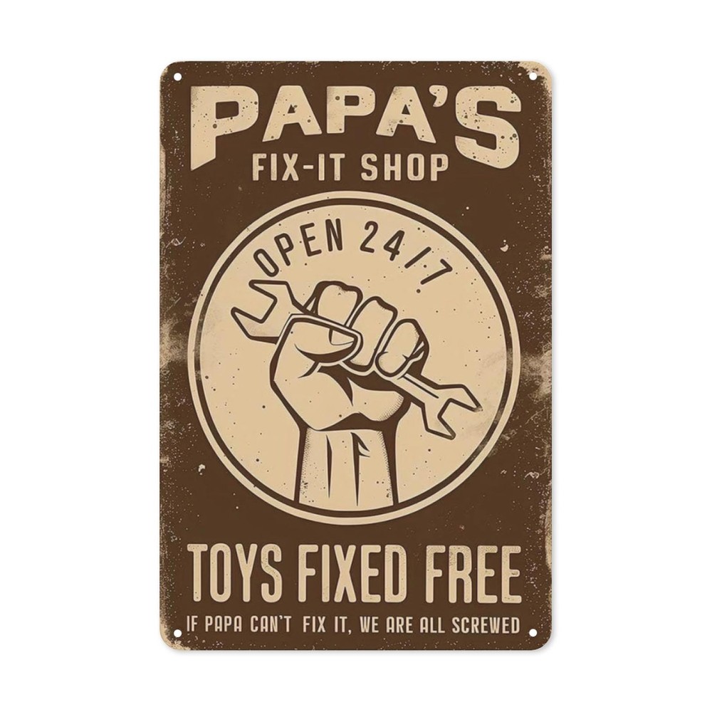 Funny Dad Garage Metal Tin Sign 8×12 Papa Workshop Wall Decor Gift Vintage