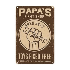 Funny Dad Garage Metal Tin Sign 8×12 Papa Workshop Wall Decor Gift Vintage