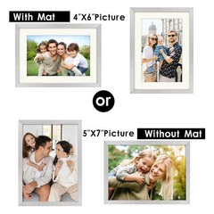 2 Pack Silver 5×7 Aluminum Picture Frames 4×6 Mat Shatter Resistant Glass Wall