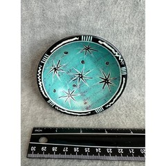 Soapstone Trinket Dish Hand-Carved Turquoise-Blue Starburst Celestial Designs