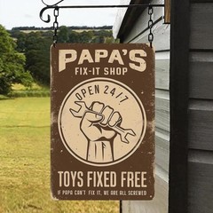 Funny Dad Garage Metal Tin Sign 8×12 Papa Workshop Wall Decor Gift Vintage