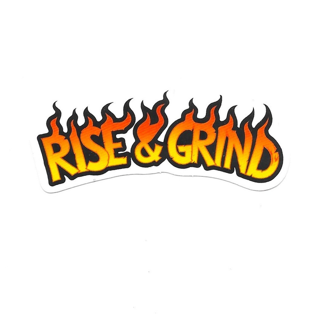 Rise and Grind Flame Sticker Funny Hard Hat Vinyl Decal PPE Toolbox Lunchbox