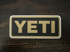 New YETI Logo Decal Sticker Black Tan Authentic For Tumblers Cups Coolers