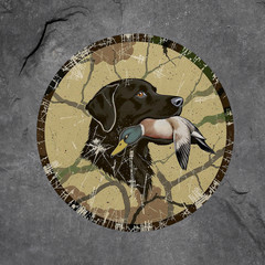 Hunting sticker vinyl decal black lab duck retriever distressed dog hunt