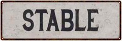 Stable Vintage Look Reproduction Black on White Metal Sign 106180023003