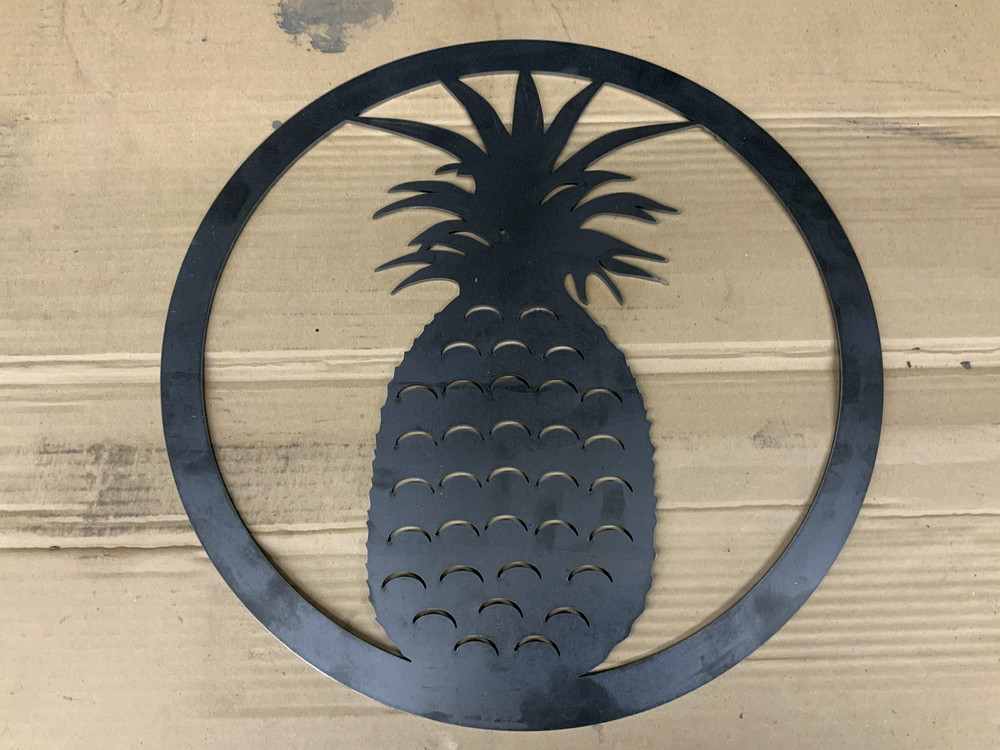 Metal Wall Art – Round Pineapple Laser-cut from HRPO Steel