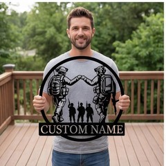Custom Army Family Metal Wall Art Personalized Veteran New Home Sign