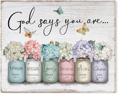Inspirational Bible Verse Wall Art: God Says You Are Wall Sayings Flowers in …