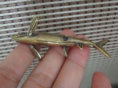 Solid Brass Barracuda Fish Figurine Bronze Color Sculpture for Home Decor