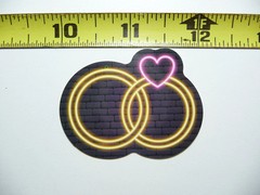 ENGAGEMENT WEDDING RINGS HEART SMALL STICKER DECAL NEON STYLE BRIGHT VINYL