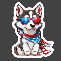 Husky Sticker Vinyl Decal Patriotic American Flag Dog Lover USA Gift