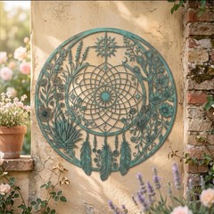 Metal Dreamcatcher Wall Art, Large Round Garden Decor