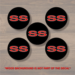SS Super Sport Chevrolet Wheel Center Cap Overlay x5, Vinyl Decal Sticker