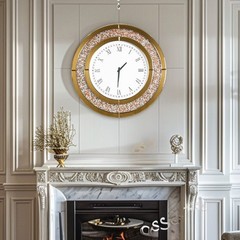 24/ 32in Crystal Crushed Diamond Mirrored Wall Clock Sparkle Twinkle Bling Round