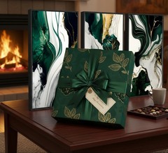 Floating Framed-3D Texture Abstract Green Gold Wall Art Set of 3,UV Printing …