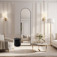 Full Length Floor Mount Mirror. Aluminum Alloy Frame Arch HD For Bedroom