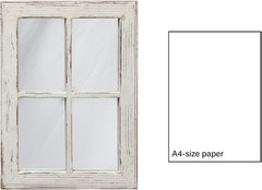 Rustic Small Window Pane Mirror Wall Decor 11 X 16 Inches, Hanging Distressed