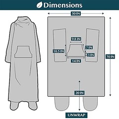 Blanket with Sleeves, Foot Pockets for Women Men Adults, Plush Fleece Sea Blue