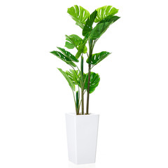 4.5ft Artificial Monstera Deliciosa Plant with White Planter, Faux Tropical Tree