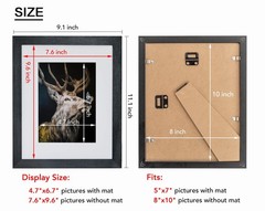 8×10 Picture Frame Set of 3, Solid Wood Picture Frames With Plexiglass, Displ…