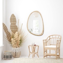 Irregular Mirror for Decor,Wood Frame Asymmetrical Wall-Mounted Mirror, Large…
