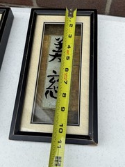 Set 2 Chinese Wall Art Framed & Matted Shadow Box Beauty and Kindness Wisdom