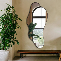 Irregular Frameless Mirror, 47.2″x21.6″ Asymmetrical Aesthetic Wall Mirrors