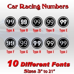 2 pack Racing circle numbers car door custom number rally sport die-cut decal V3