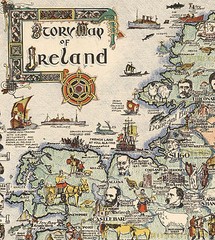 Story Map of Ireland Wall Art Print Historical Portraits Animals Poster Irish