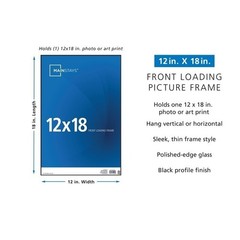 12×18 Front Loading Picture Frame Durable Plastic Wall Art Display Gallery Frame