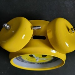 Analog Happy Smiley Face Alarm Clock Yellow Tested Working