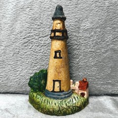 Rustic Cast Iron Lighthouse Vtg. Doorstop Hand Painted Coastal Nautical Cottage