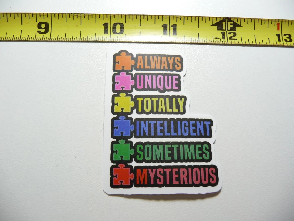 AUTISM SUPPORT SMALL STICKER DECAL ALWAYS UNIQUE TOTALLY DIFFERENT INTELLIGENT