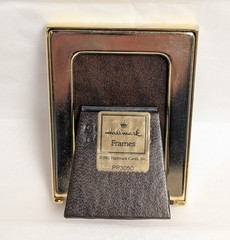 Vtg Hallmark Miniature Brass Enamel Picture Frame Ivory Pink Floral 1981