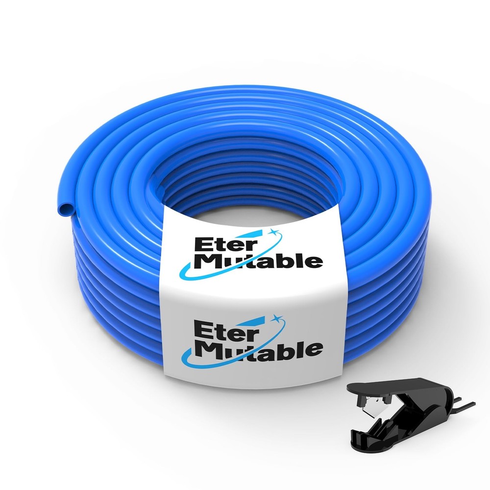 EterMutable 1/2 Inch OD Blue Polyurethane PU Pneumatic Air Hose Tubing 98.4 Feet