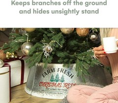 Galvanized Christmas Tree Collar Adjustable Metal Skirt for Large to Small Trees