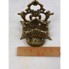 Brass Letter Holder Napkin Ornate Victorian Desk Handcasted 80s Upper Deck