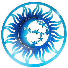26-In. Steel Powder Coated Blue/White Sun Decorative Wall Art