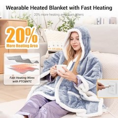 Heated Shawl Wrap Electric Snuggle Throw Wearable Heated Throw Light Grey Throw