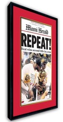 11×22 Newspaper Frame With Red and Gold Double Mat UV Acrylic and Acid Free
