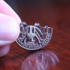 2 Pack Magic Folding Coin Bite Out Quarter Coin Bite Trick Novelty Free Shipping