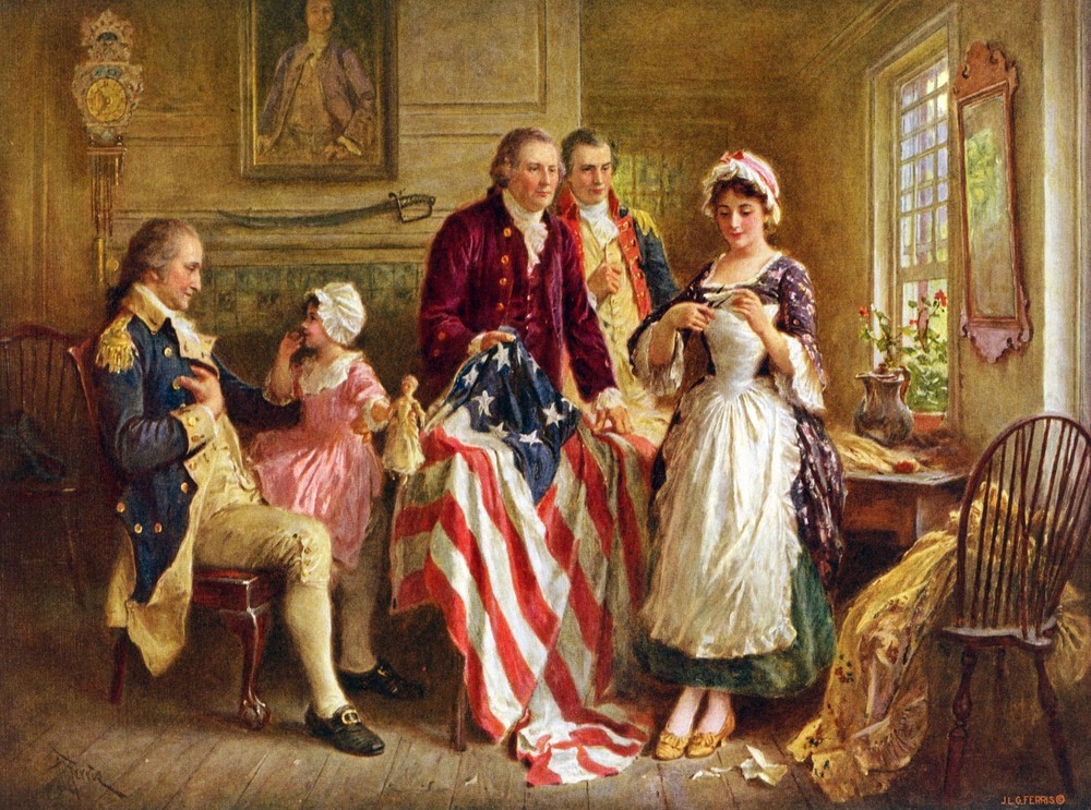 9158.Betsy ross presents flag to founding fathers.POSTER.decor Home Office art