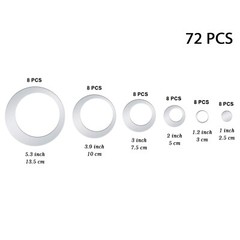 Shappy 72 Pieces Removable Round Circle Wall Sticker Decal Acrylic Mirror Set…