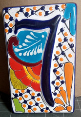 Vintage Mexican Talavera Hacienda Tile Address House Number 7 Fast Shipping