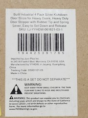 4 Pack Kickdown Door Stops, Silver, 4×2 Inches, Rubber Tip and Spring Lever 4×2″