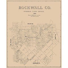 Historic County Map – Rockwall County Texas – 1874 – Vintage Wall Art