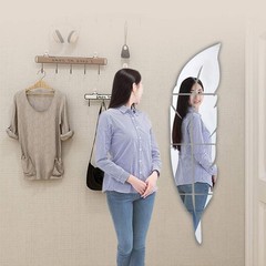 3D Acrylic Mirror Wall Decor Stickers, 11.8×49.2 Inches Feather Shaped DIY Se…