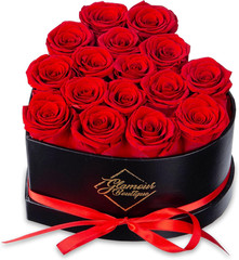 16 Flower Forever Heart Shape Box, Eternal Preserved Roses Gift for Her, Lasting